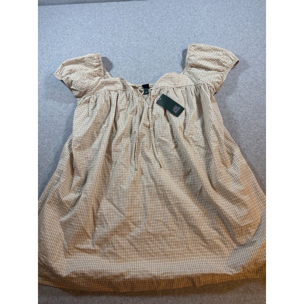 Women's Short Puff Sleeve Trapeze Mini Dress Large